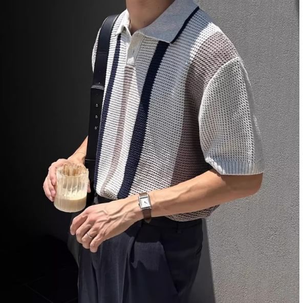 GRAYCIOUS - Poloshirt met kleurblokken en elleboogmouwen