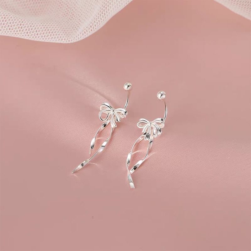 Hansha - 925 Sterling Zilveren Strik Oorbel