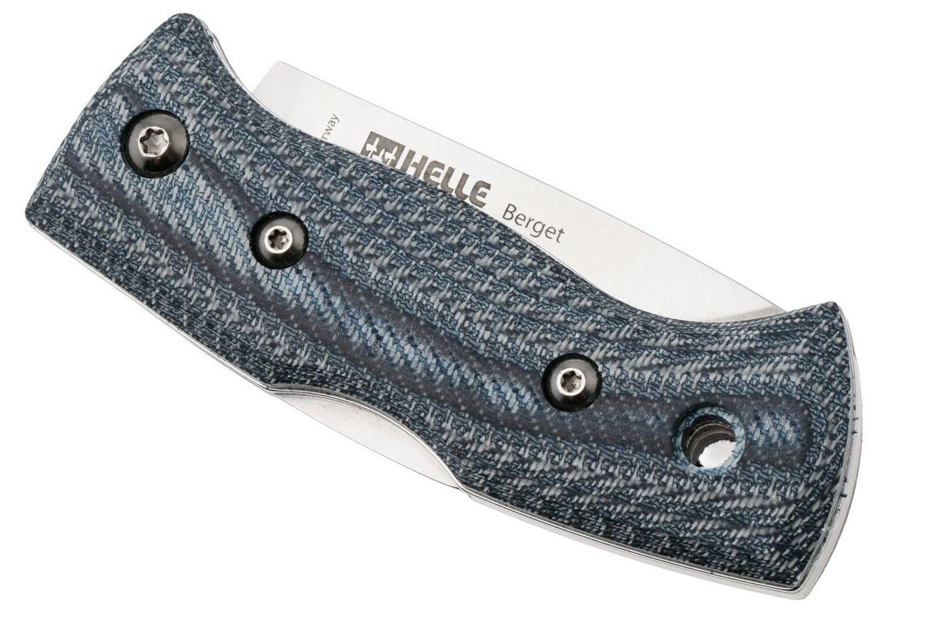 Helle 761 Berget, 2002763, Satin Sandvik 12C27, Denim Micarta bushcraft zakmes