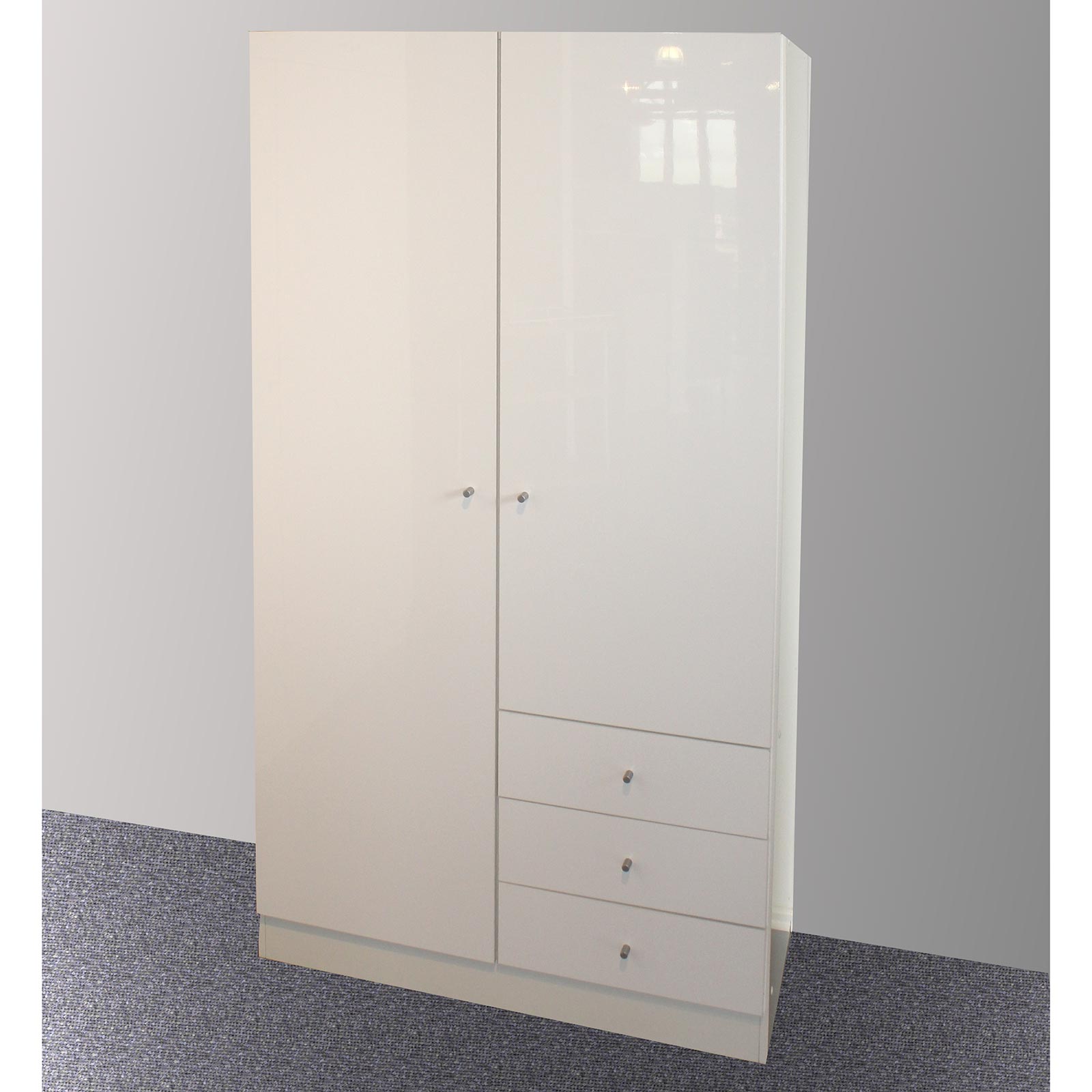 Kleiderschrank - weiß Hochglanz - 100 cm breit