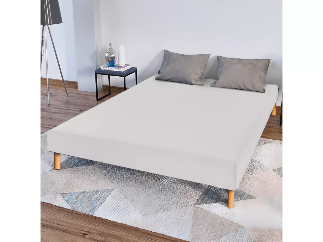 BELLECOUR LITERIE | Sommier tapissier CONSTANTINE 140x190 cm | Epaisseur 18 cm | Blanc (pieds non inclus)