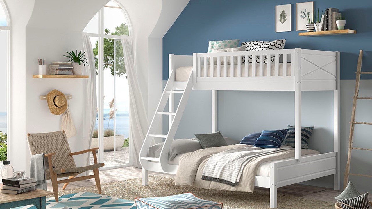 Stapelbed Scott 3-persoons met ladenset wit