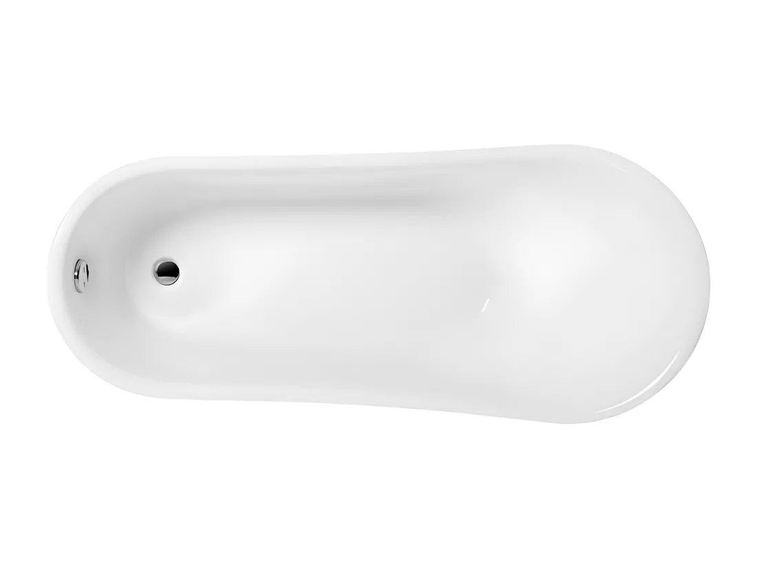 Baignoire ancienne rétro sur pieds BALMAIN Blanche 161 cm Pieds de Lion Cuivre rouge vieilli