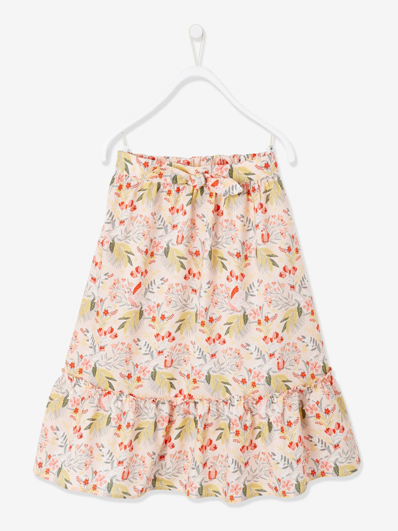 Saia longa para meninas, branca mesclada clara