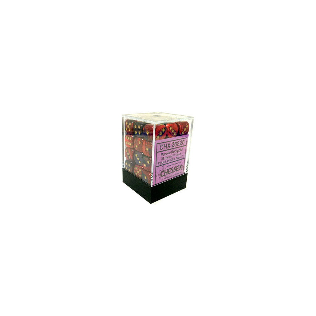 Set de 36 Dés 6 Gemini Violet et Rouge (Chessex 26826)