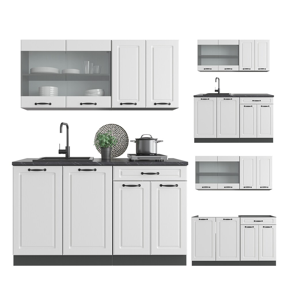 Vicco Küchenzeile Küchenblock Einbauküche R-Line Single Landhaus Anthrazit