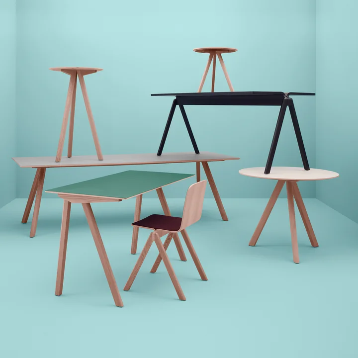 HAY - Copenhague CPH20 2.0 Tisch Ø 120 cm, Eiche lackiert / Linoleum grau
