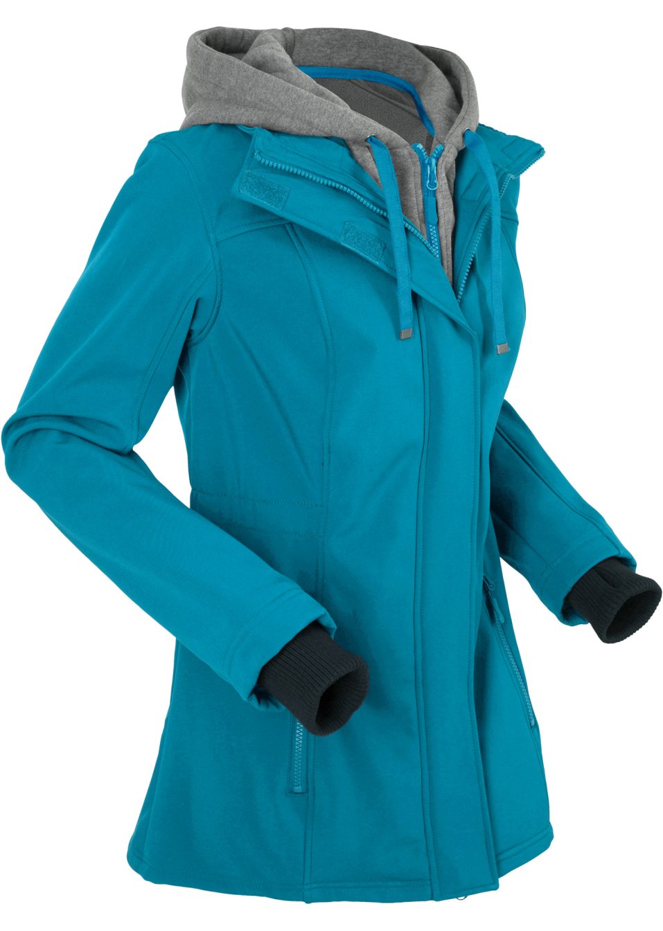 Veste longue softshell imperméable, style 2 en 1