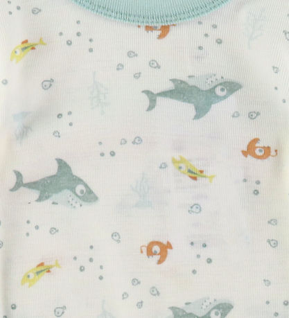 Joha Body l/ä - Wolle - Off White/Mattblau m. Fisch