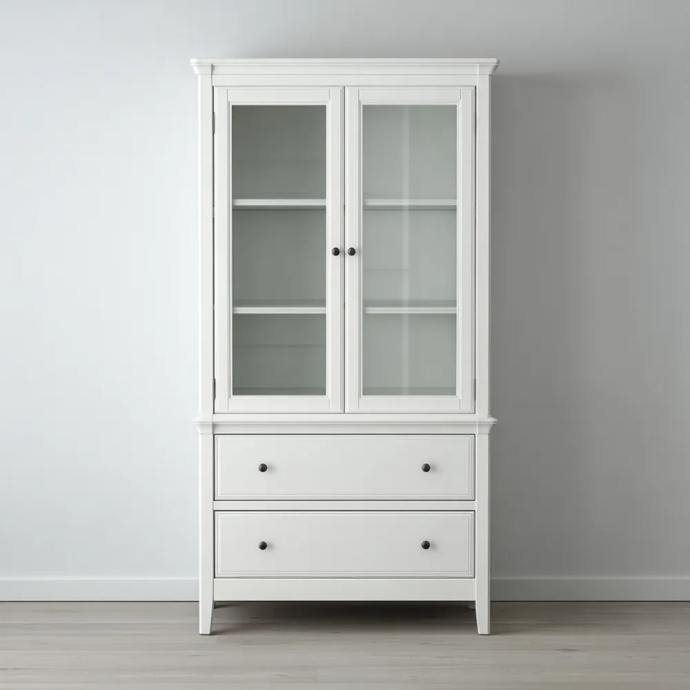Vitrine Holz 190x80x40 cm – Weiß – Klassisches Design