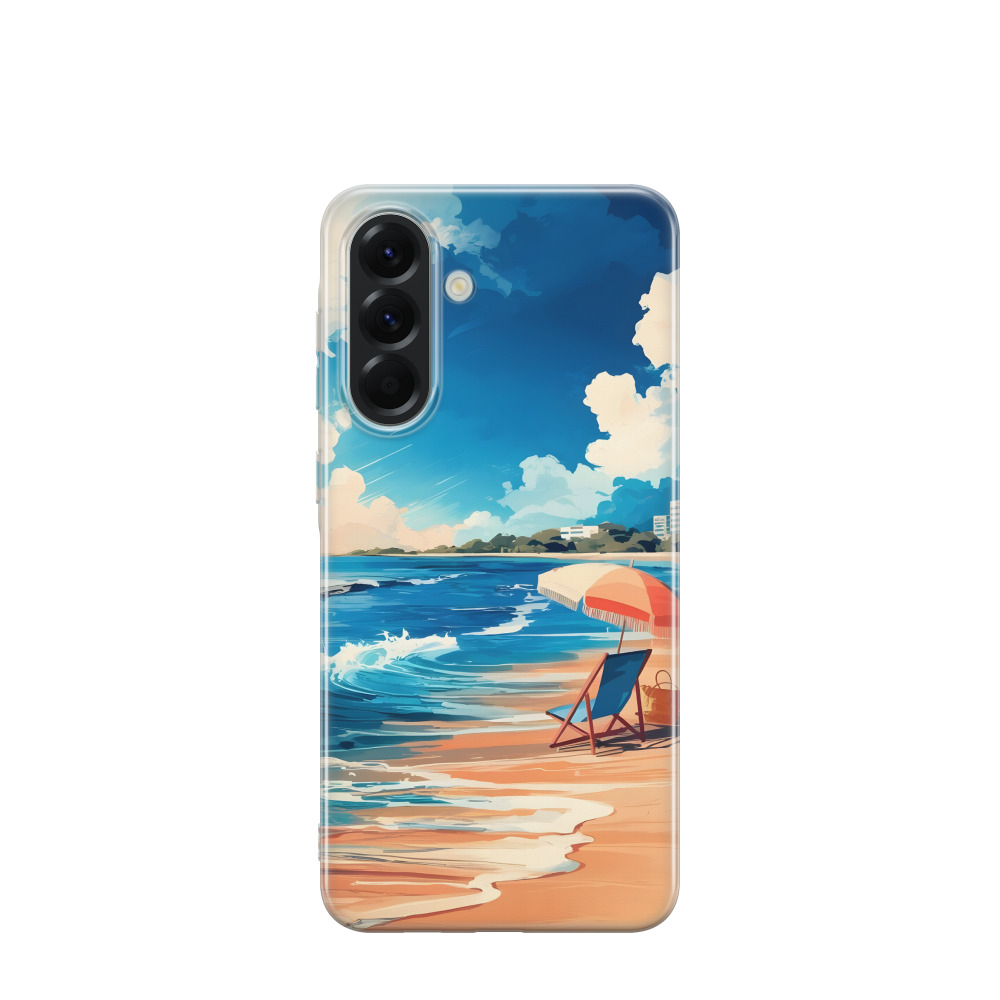 Samsung Galaxy A56 Gummi Hülle Aquarell Sommer 2 - Blau