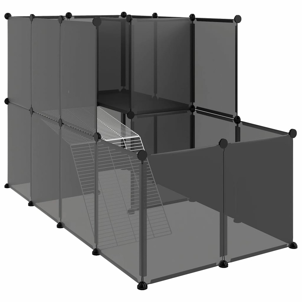 Cage pour petits animaux noir 142x74x93 cm pp et acier