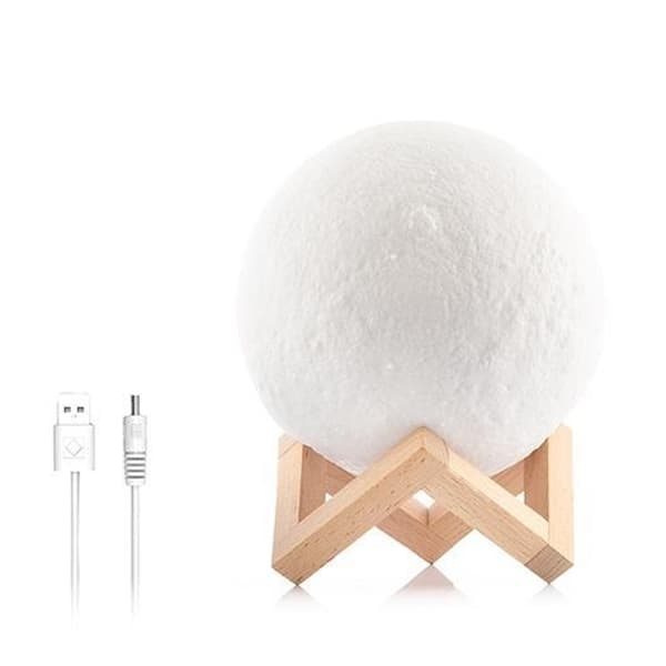 Lampe - Moon Lamp / Månelampe - 8cm - Justerbar farge