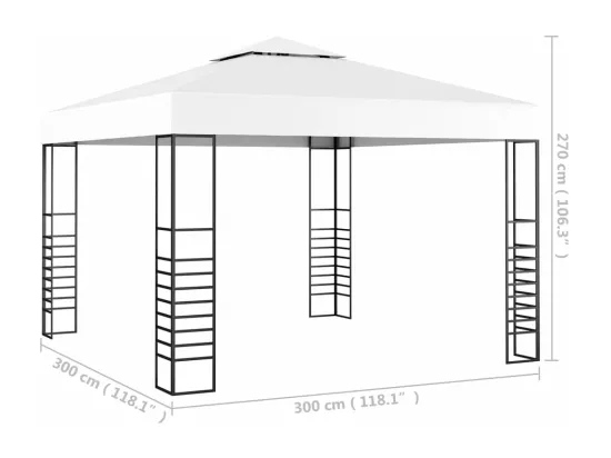 Tonnelle de jardin 3 x 3 m Blanc