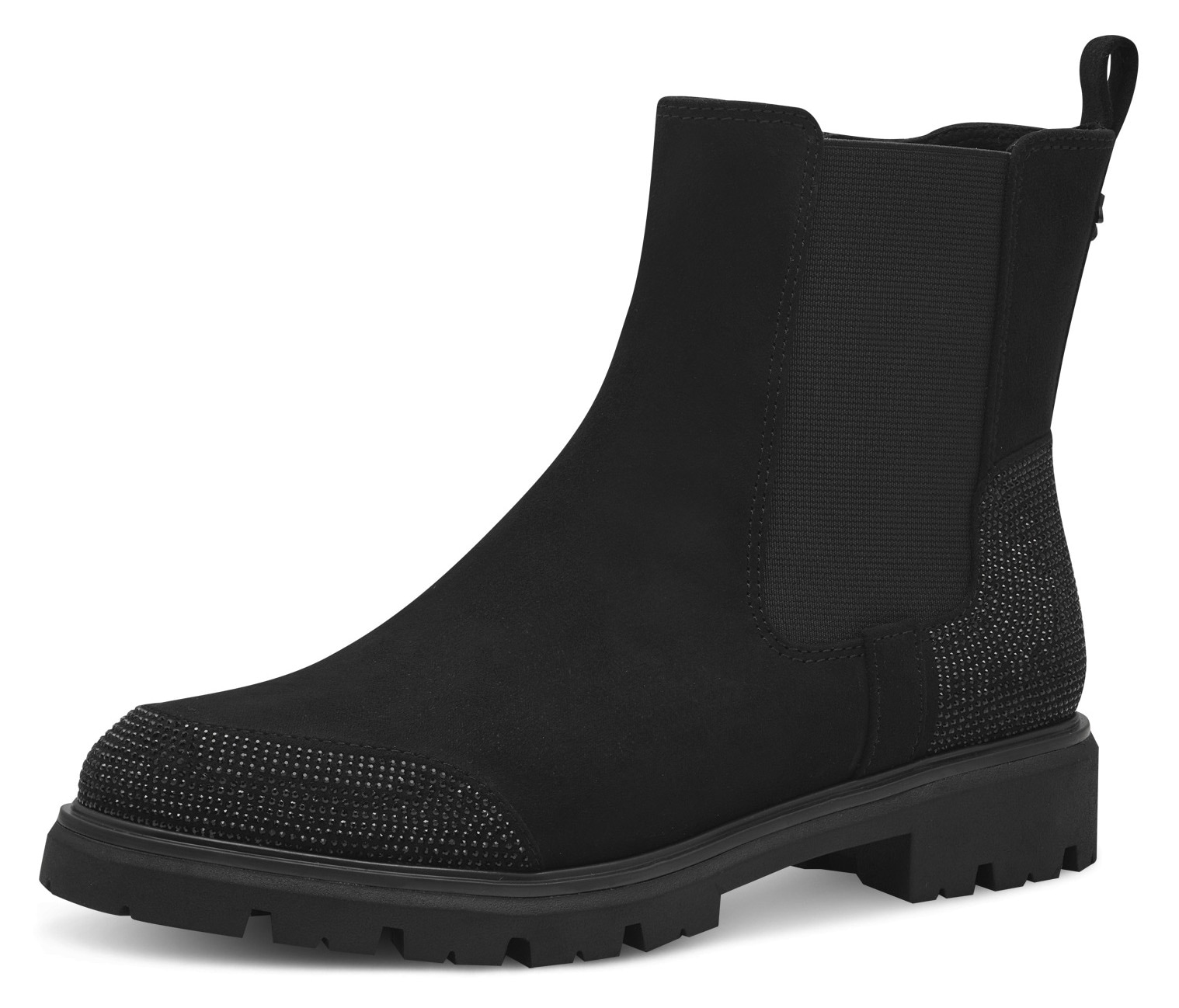 MARCO TOZZI by GMK Chelseaboots »BELLO«  , Blockabsatz, Stiefelette, Boots mit funkelnden Strasssteinen