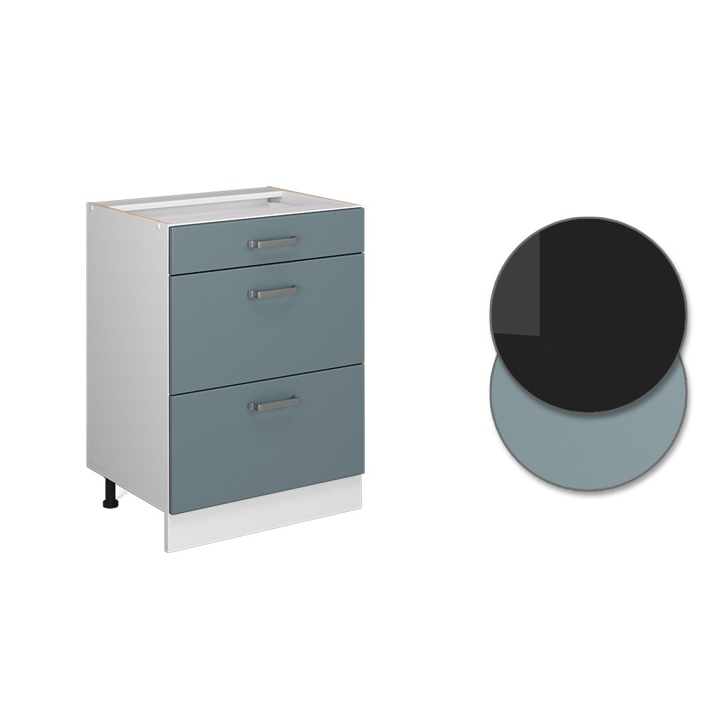 Vicco Schubladenunterschrank Küchenschrank R-Line Solid Weiß Blau Grau 60 cm modern
