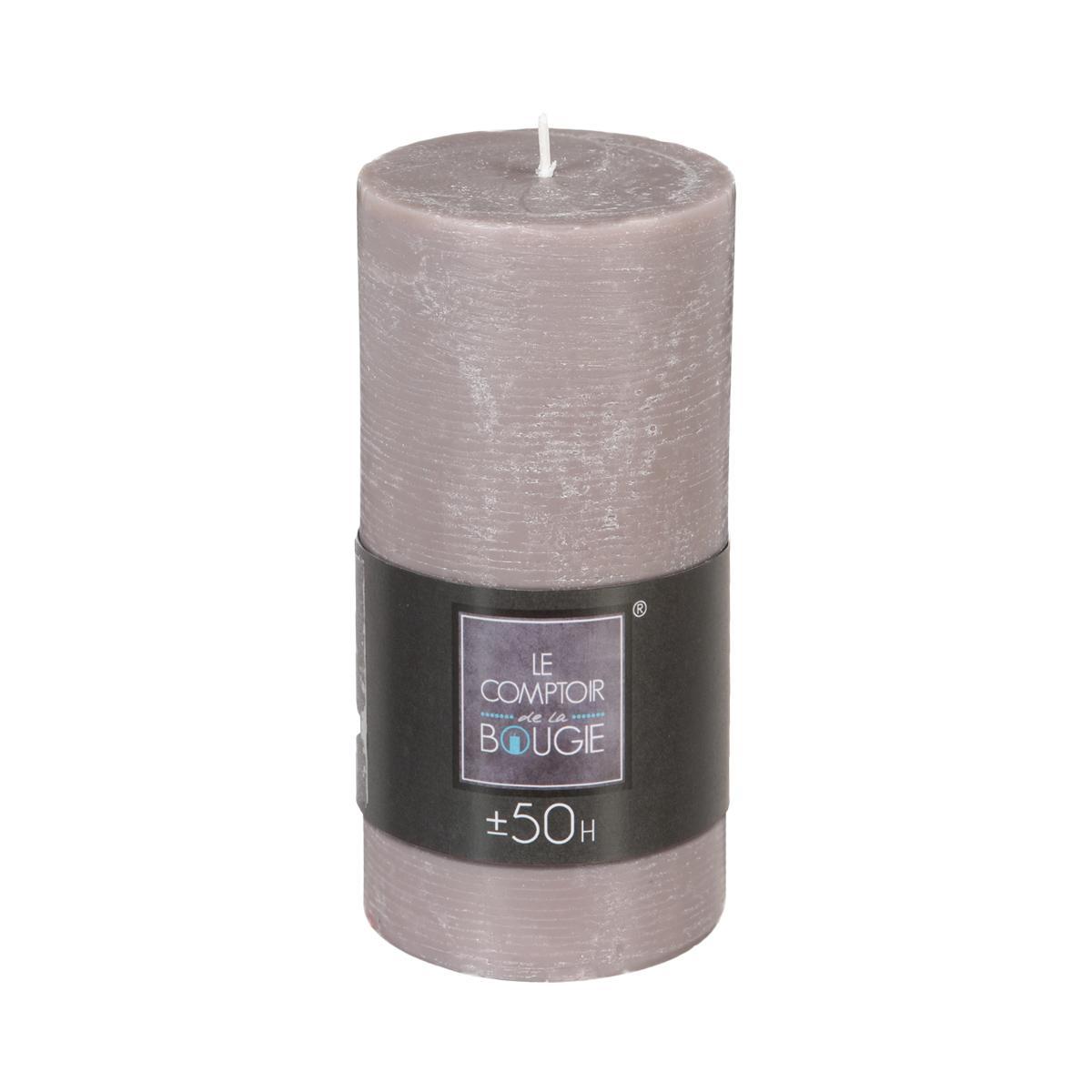 BOUGIE RONDE RUSTIC TAUPE 7X14CM