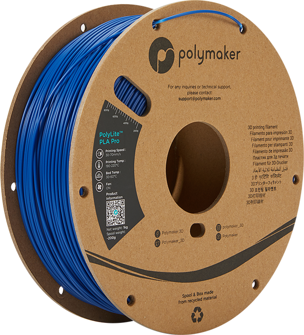 Polymaker  PolyLite PLA PRO Blue, 1,75 mm (1.000 g)    PLA Filament mit exzellenten Eigenschaften für FDM Drucker