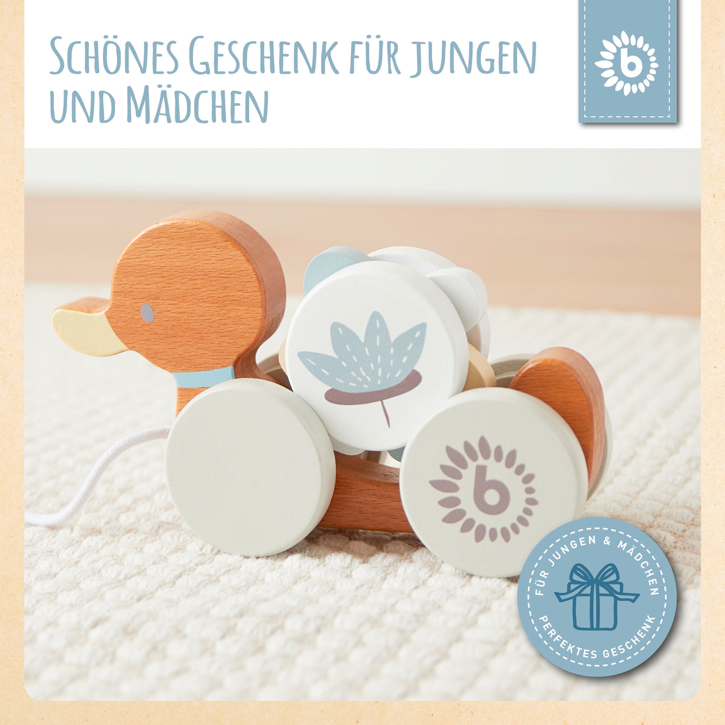Bieco Nachziehente Holz - ab Geburt Weiß