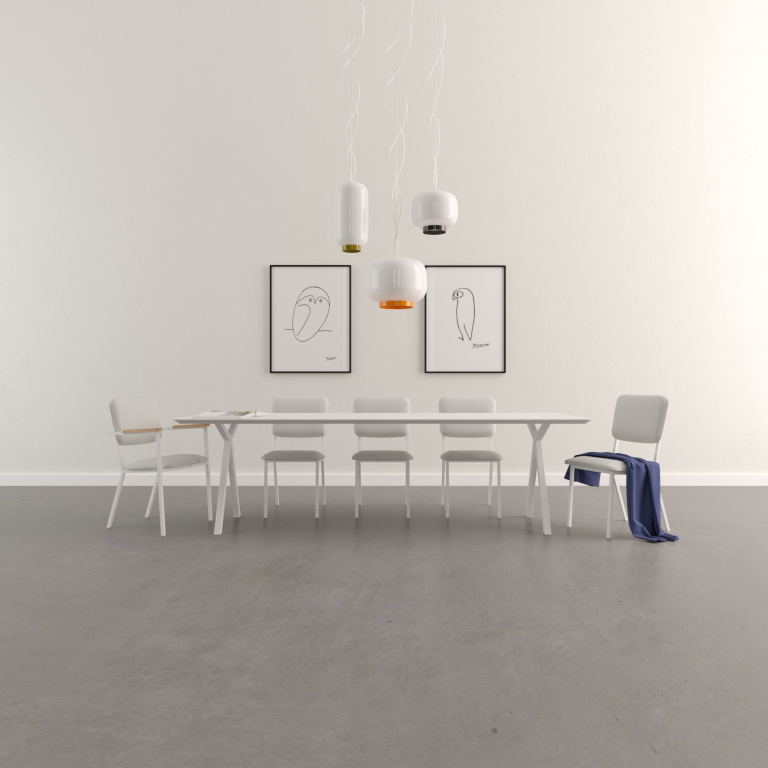 Studio HENK Slim X-Type tafel 220x90 zwart frame, hardwax light 3041, verjongd ronde hoeken