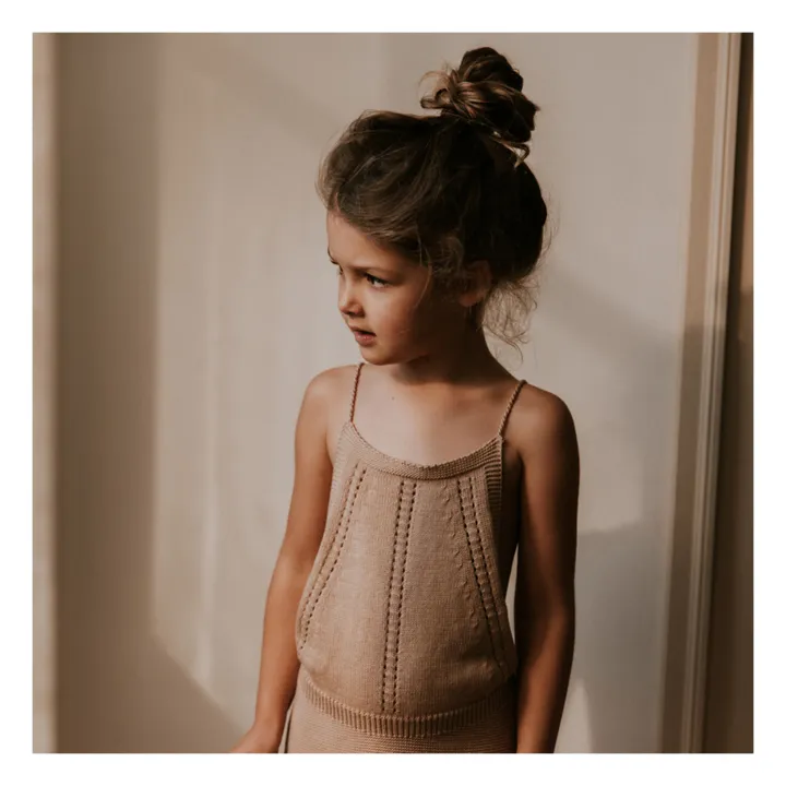 Yuki Combishort Maille Ajourée Coton Bio | Beige