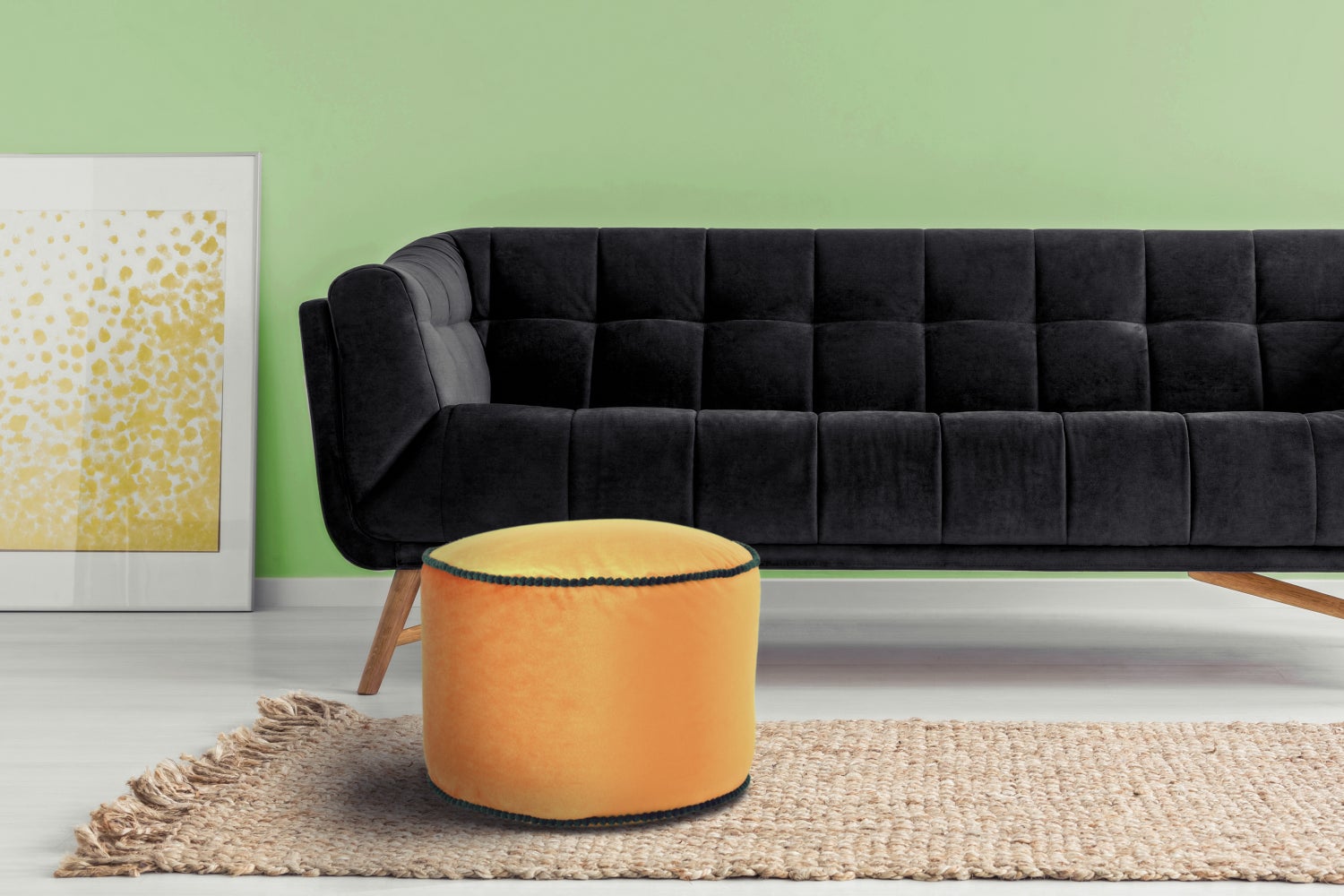 Poefkruk, fluweelzacht, oosters design, brons, rond, Ø 47 cm