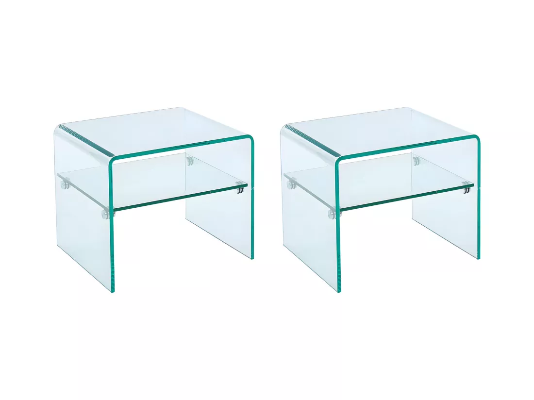 Lot de 2 tables de chevet - 1 niche - Verre trempé - STILEOS