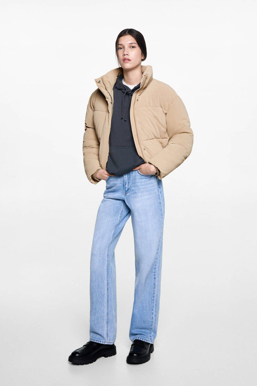 MANGO TEEN gewatteerde jas beige