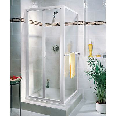 Paroi de douche fixe latérale pour douche Plia l.90 x H.185 cm, profilés alu blanc, Schulte Impériale