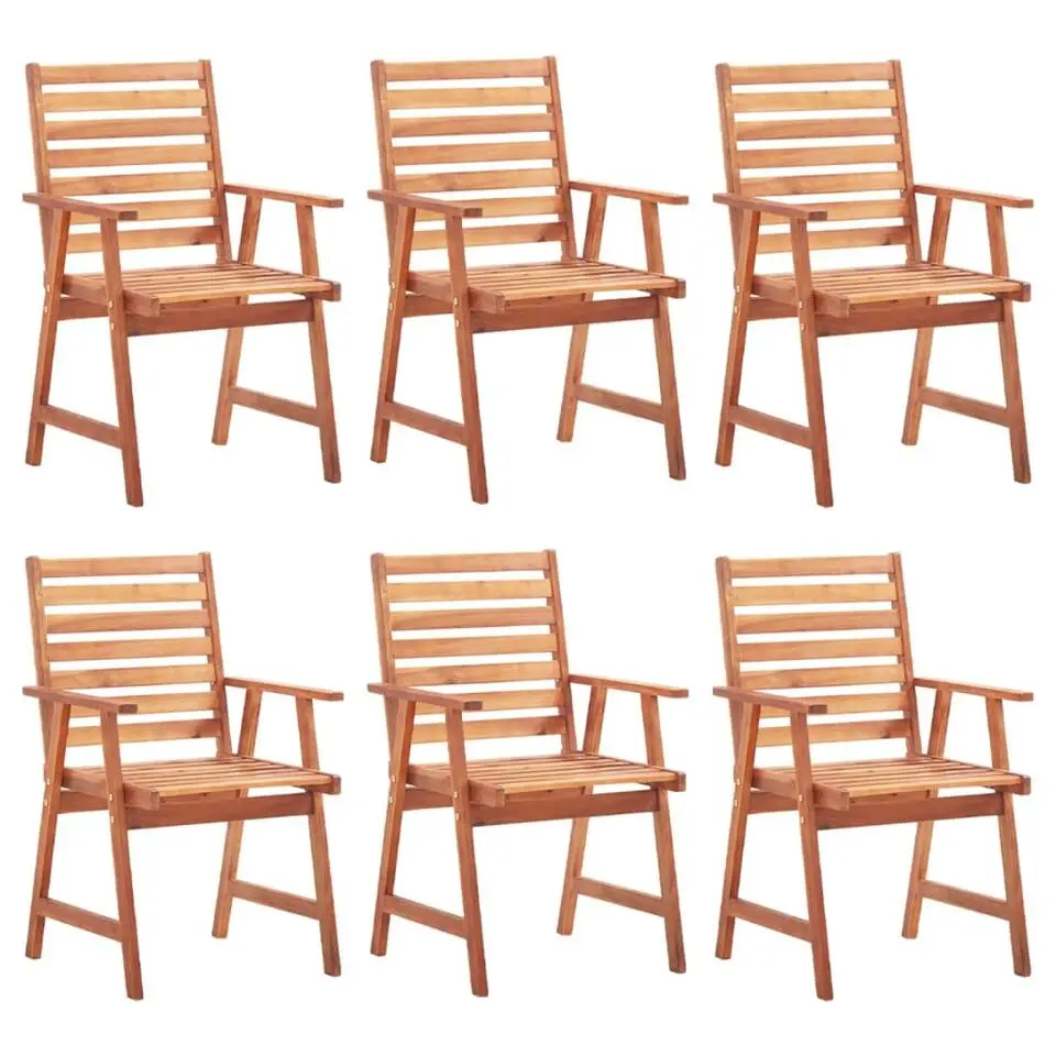 vidaXL - Tuinstoelen - Grijs - Acaciahout - 6 stuks - Met kussens