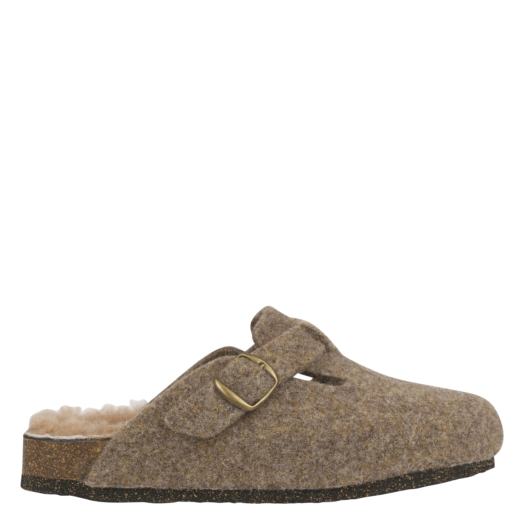 LENIE - Sabots en cuir effet feutré | Beige