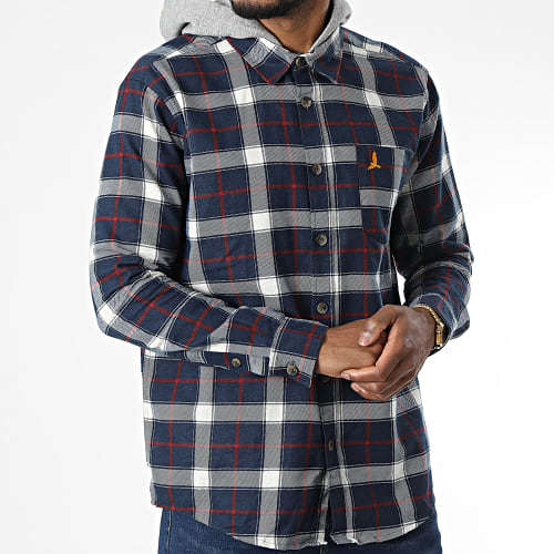 Chemise Manches Longues Capuche A Carreaux Kyogre Bleu Marine