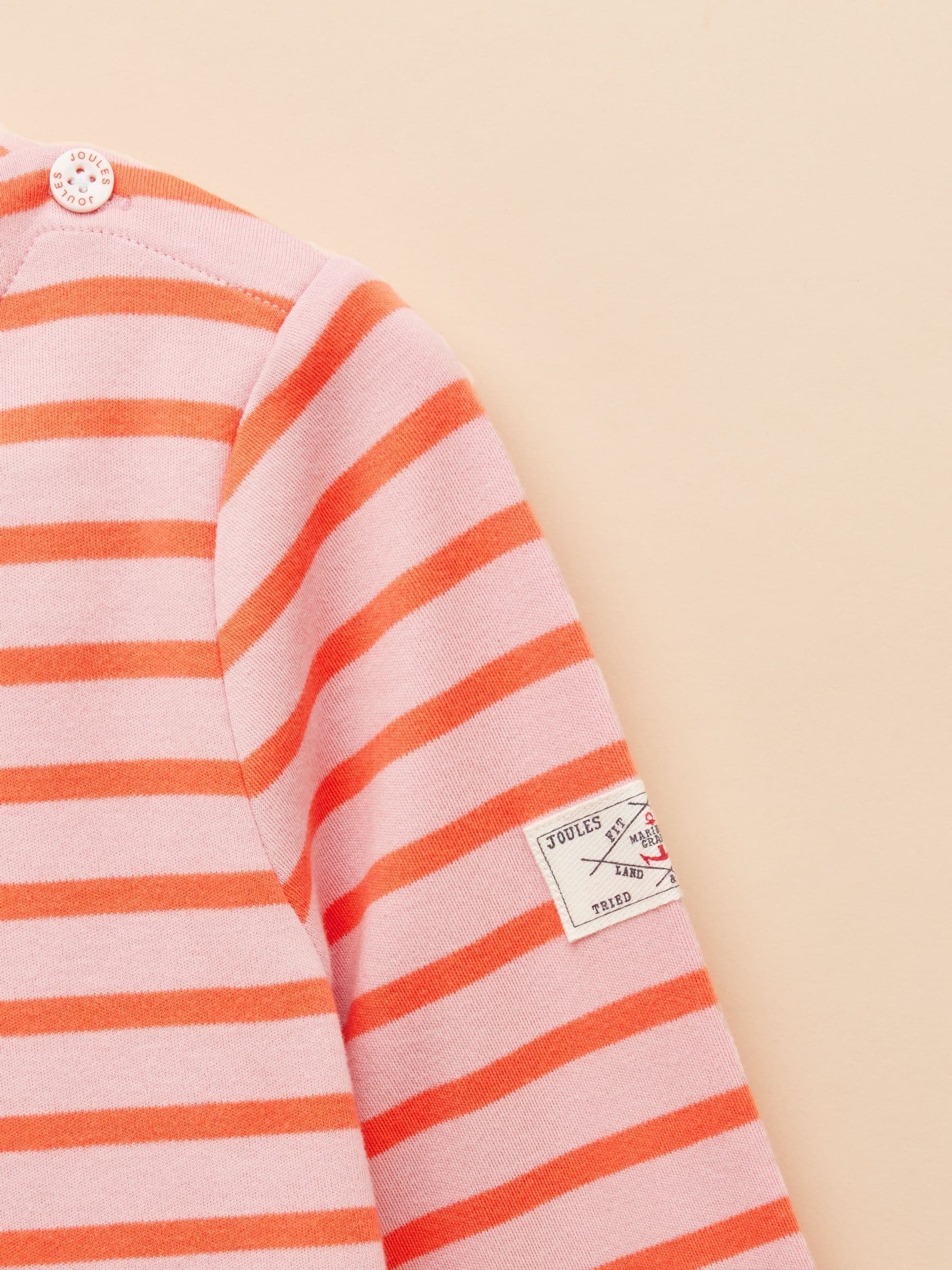 Roze en oranje strepen - Joules Girls' Harbour Long Sleeve Jersey Top