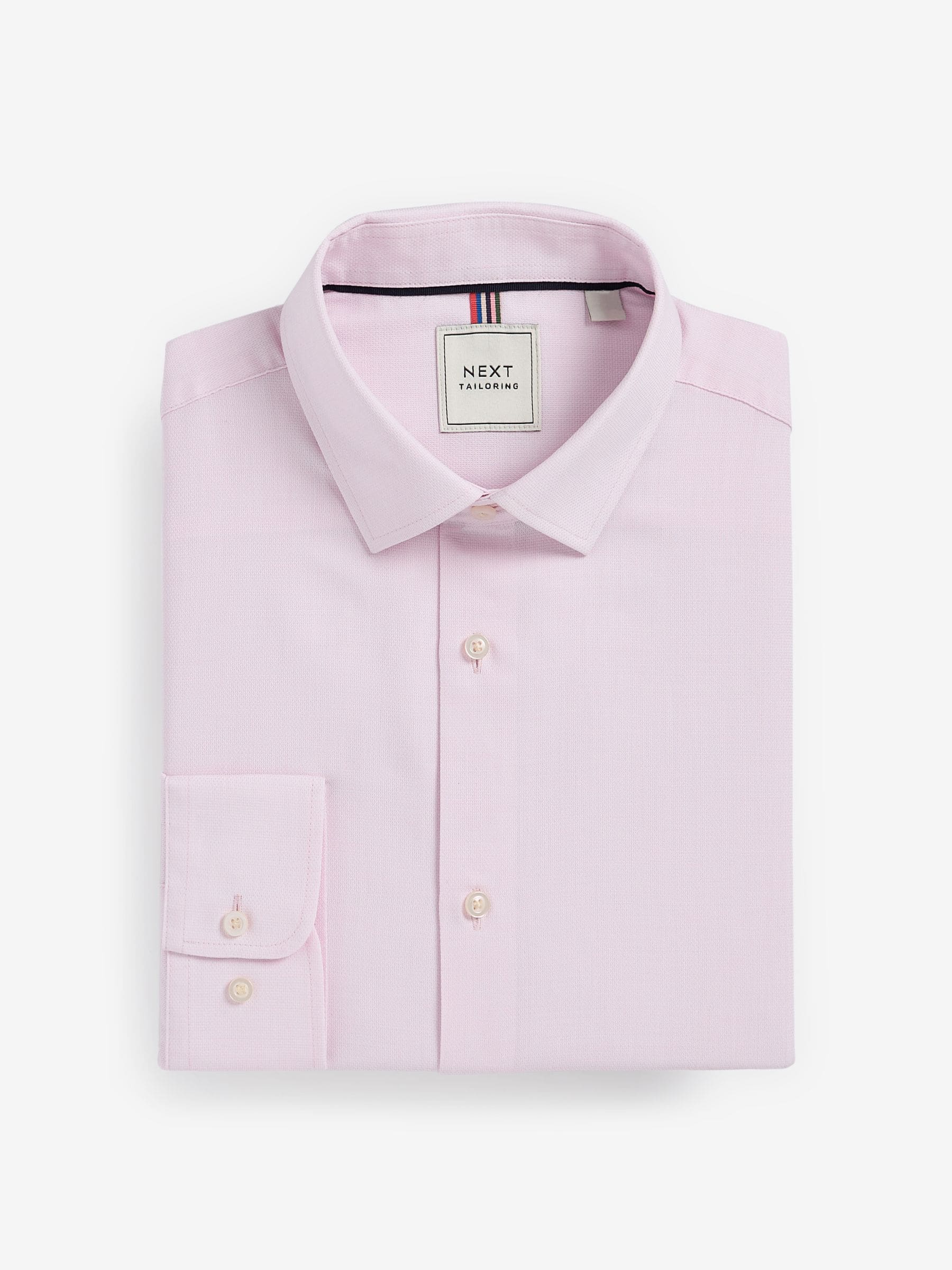 Wit/blauw - Slim Fit Easy Care Textured Single Cuff Smart Shirts 3 Pack