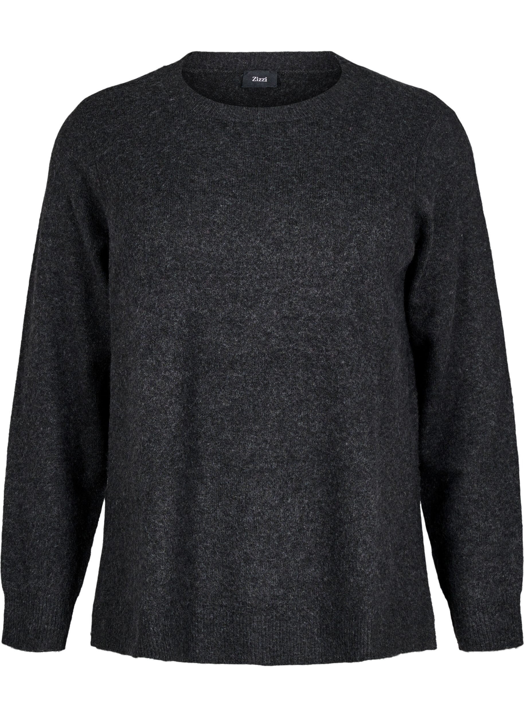 Strikbluse med uld og slidser