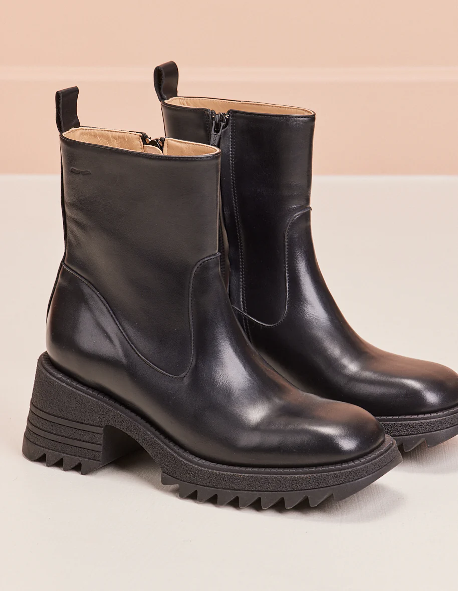 Bottines à talons Ludivine - Cuir noir