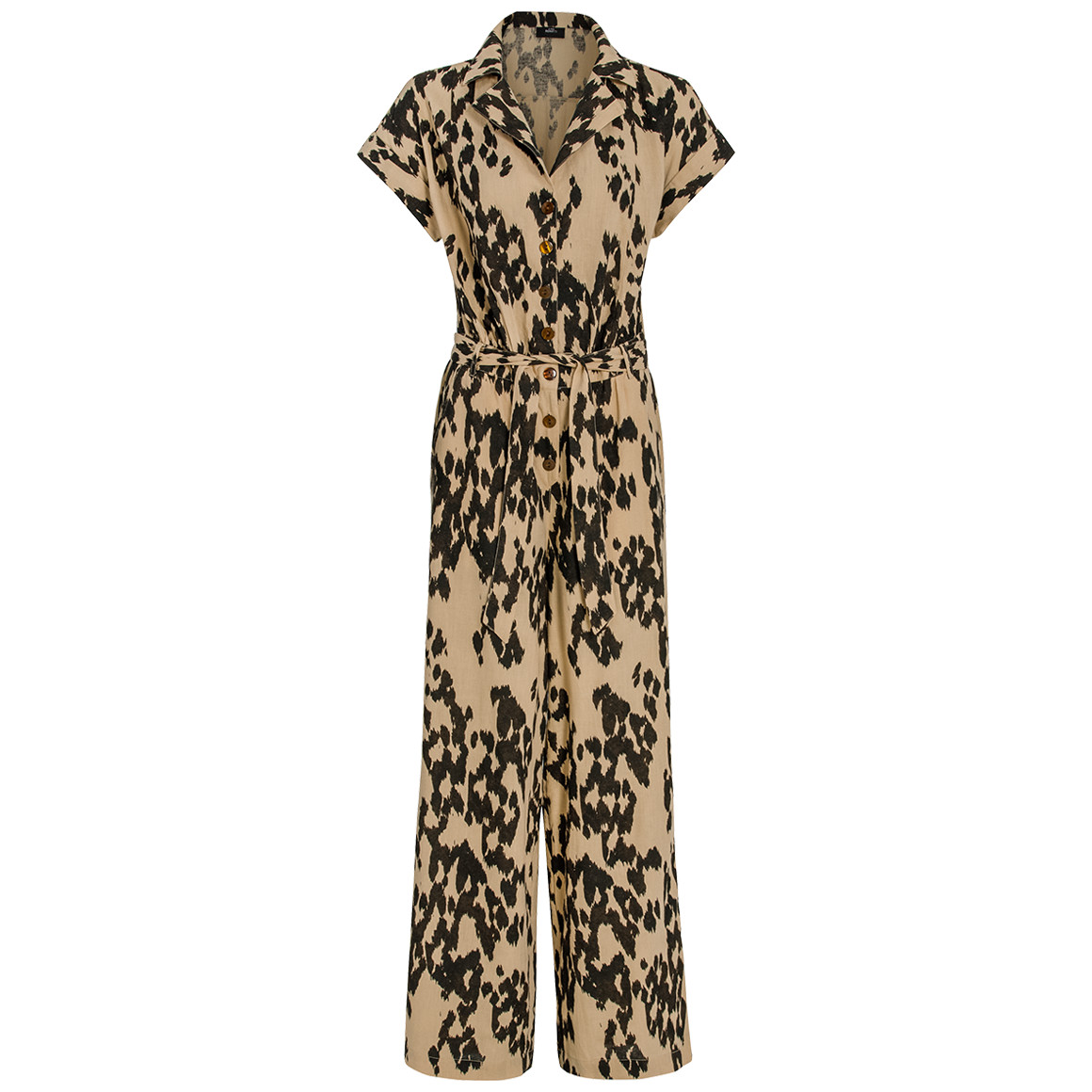 Gina Benotti Damen Leinen-Jumpsuit im Leo-Look beige / dunkelbraun