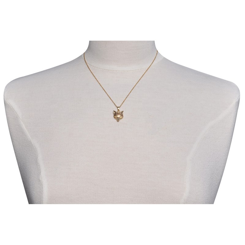 Pendentif Plaqué Or Tête de Loup 3D