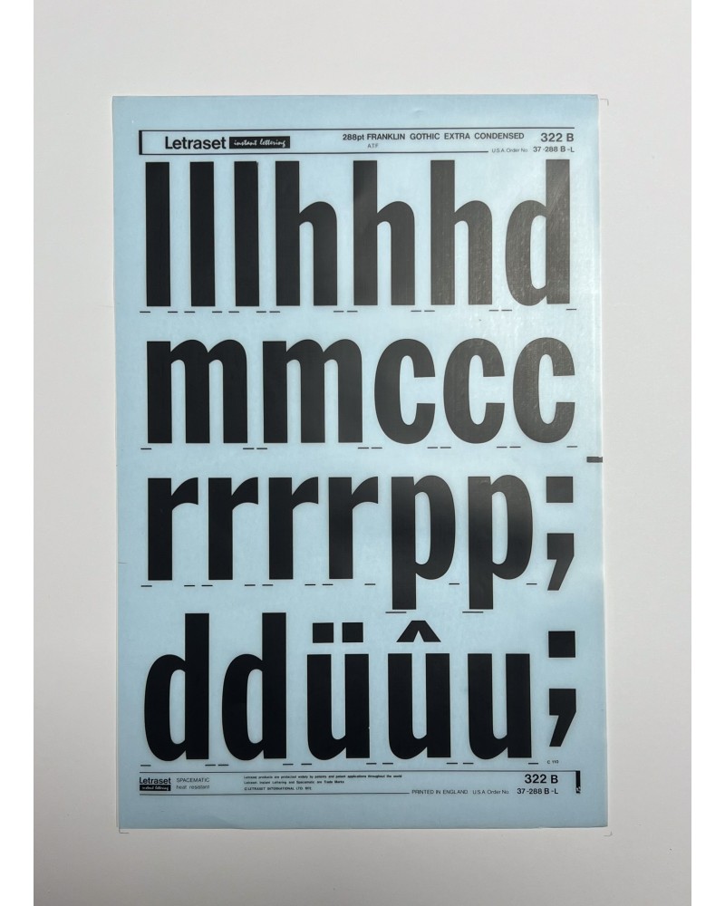 Letraset 322B - FRANKLIN GOTHIC EXTRA CONDENSED -288pt