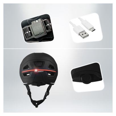 Casque E-Bike adulte | Certifié NTA 8776 | Noir avec LED