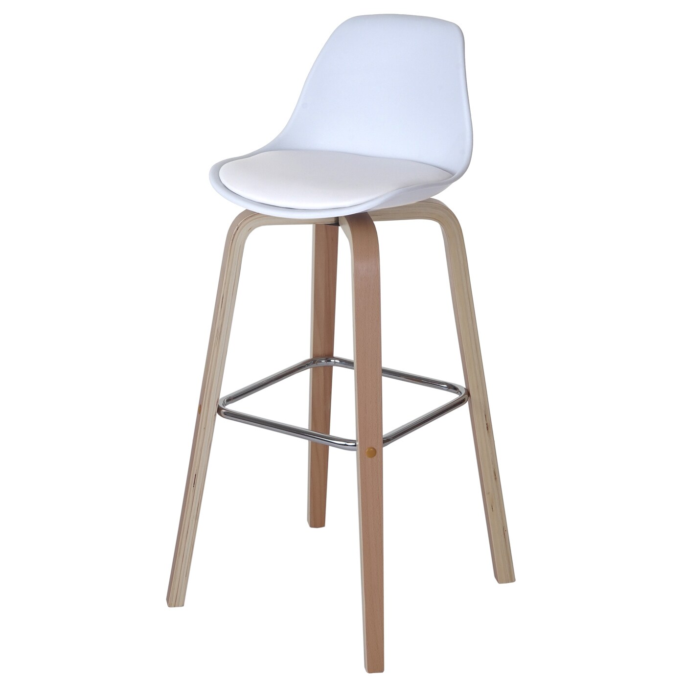 2er-Set Barhocker MCW-A89, Barstuhl Tresenhocker mit Lehne ~ Kunstleder, weiß