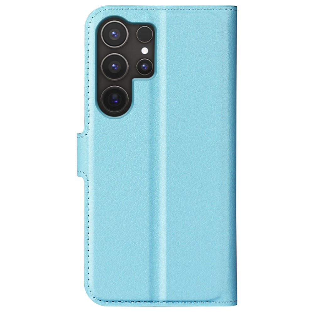 Samsung Galaxy S25 Ultra Leder Tasche Flip Cover Litchi Look - Hellblau