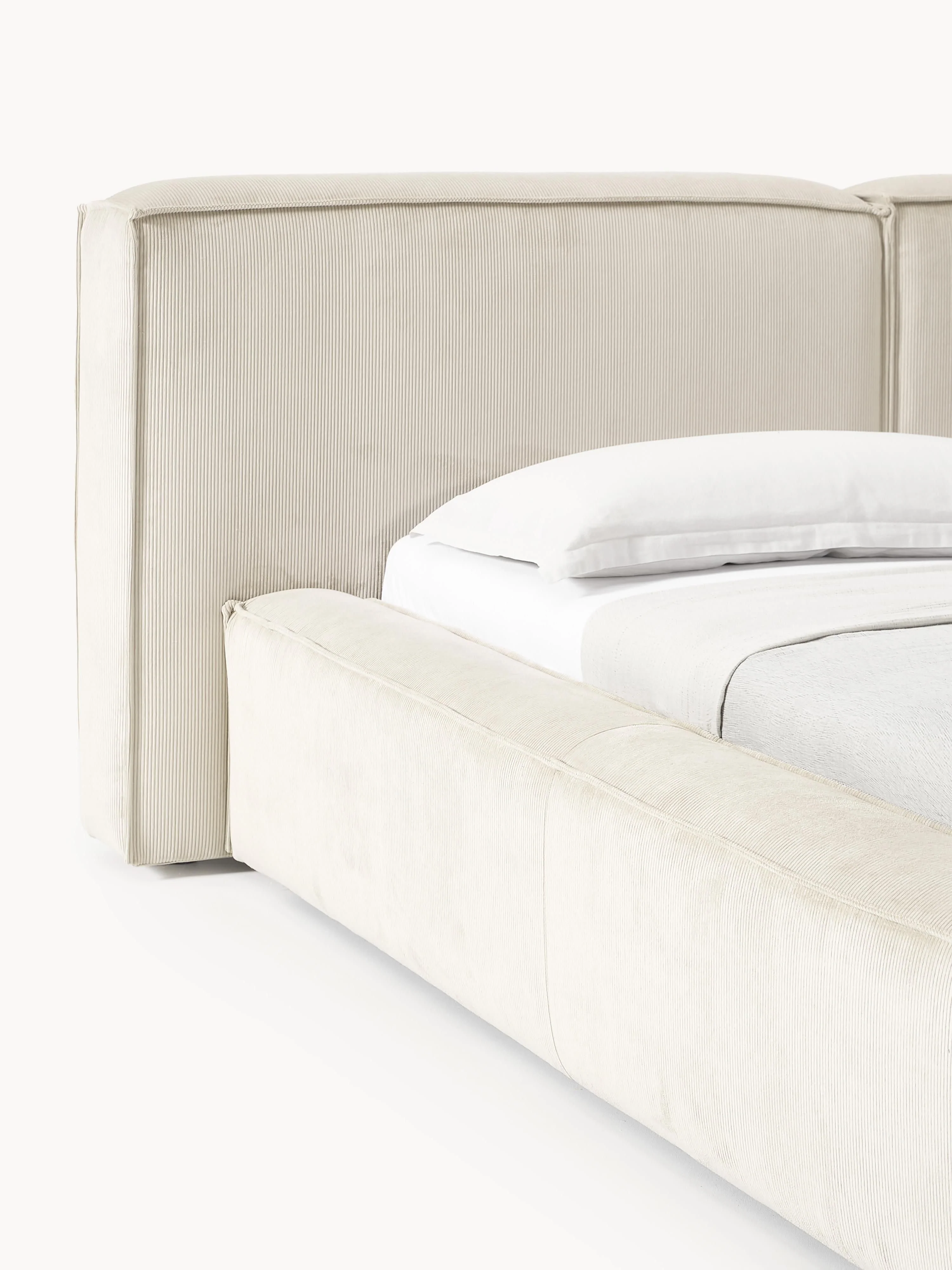 Gestoffeerd bed Lennon van corduroy met opbergfunctie