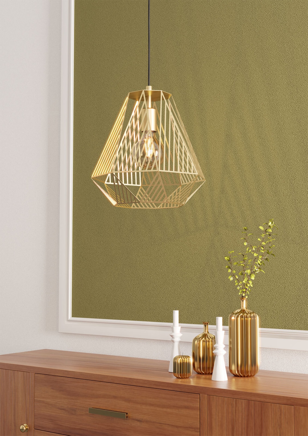 EGLO Retrofit Pendelleuchte STYPE 33 cm goldfarbig
