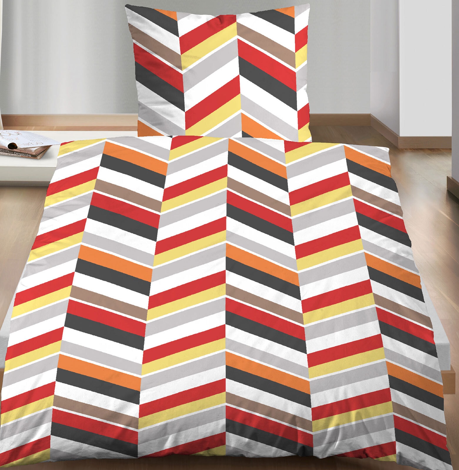Mikrofaser Bettwäsche Zickzack 135 x 200 cm mehrfarbig