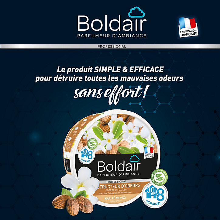 Gel destructeur d'odeurs karité Monoï Pot Boldair 300g