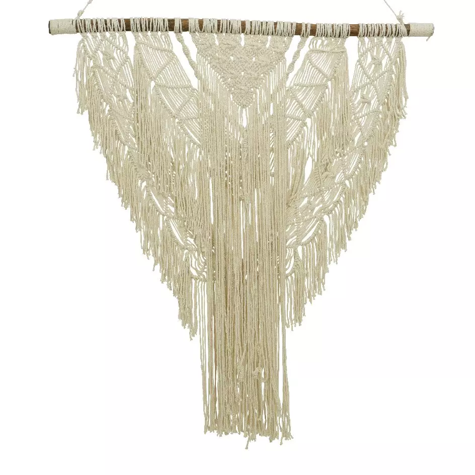 Décoration murale Macramé en coton (H100 cm) Beige
