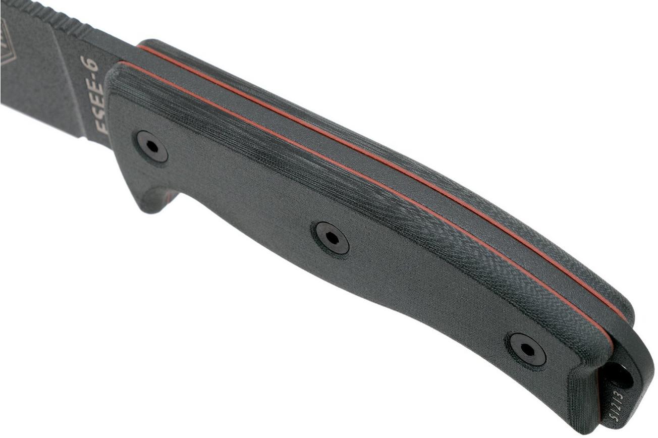 ESEE Model 6 Tactical Gunsmoke, grey handle 6P-TG met zwarte schede   riemclip