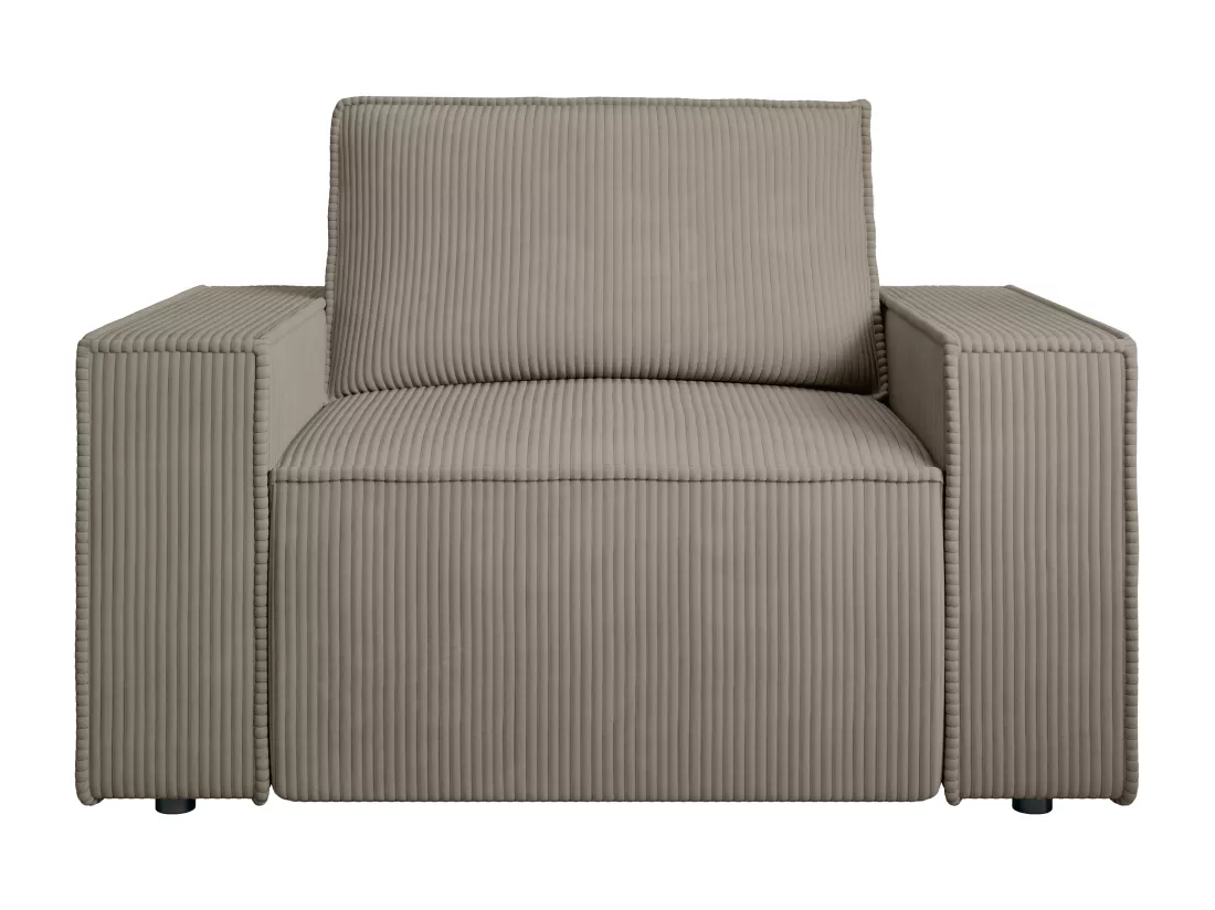 Fauteuil en velours côtelé taupe AMELIA