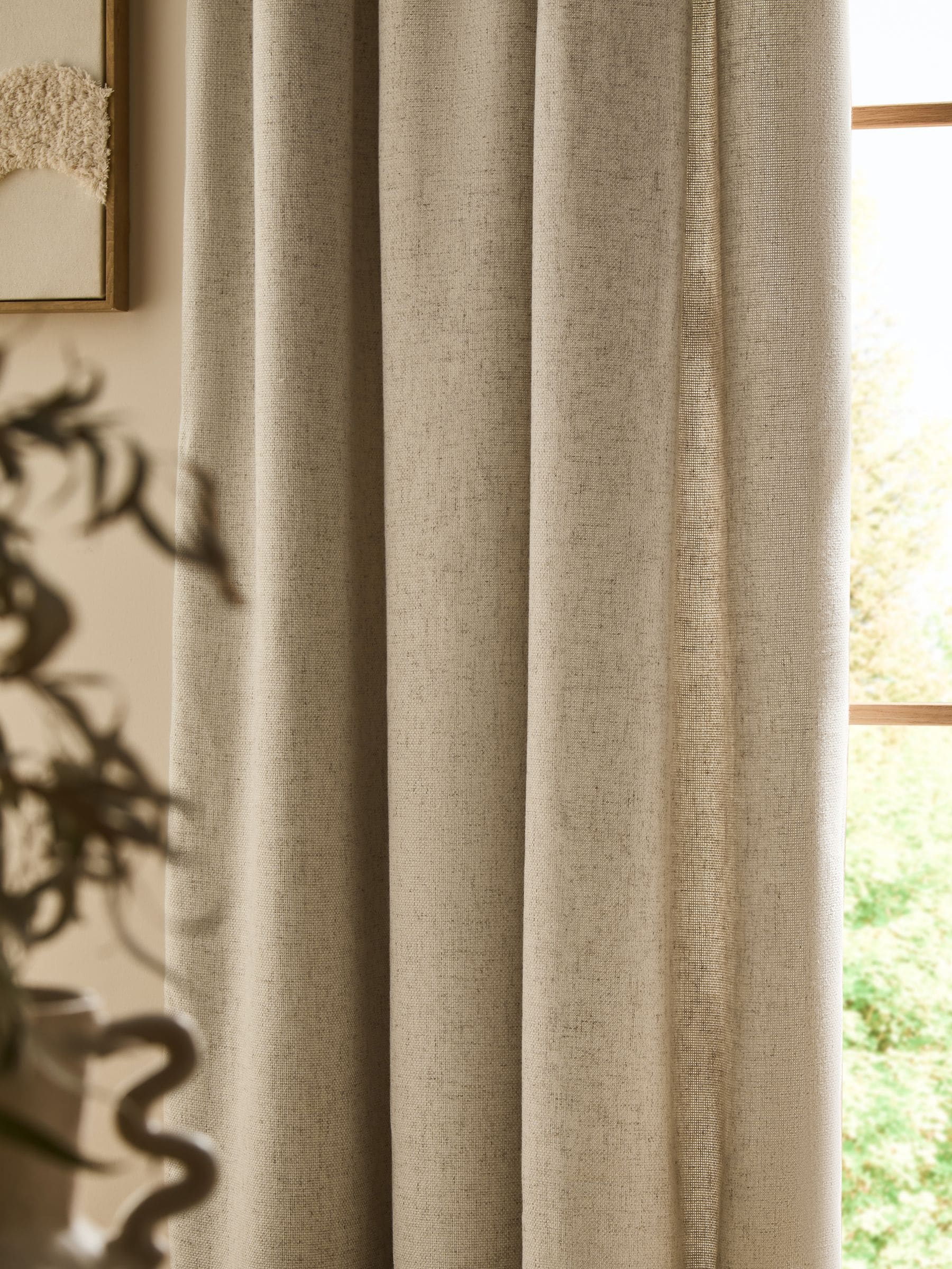 Soft Weave Linen Blend Pencil Pleat Lined Curtains